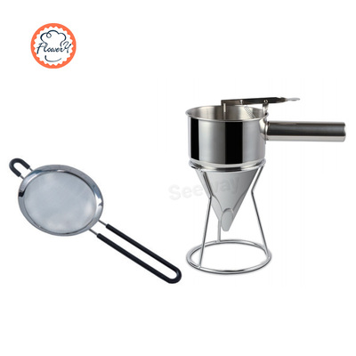 风和日丽面粉筛不锈钢过滤网筛漏网锥形漏斗章鱼小丸子面糊分配 Sieve and Confectionery Funnel