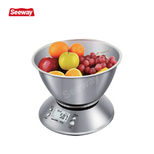 不锈钢测量碗 精度5kg1g烘焙食物克秤 可拆卸式大碗秤Digital Kitchen Scale