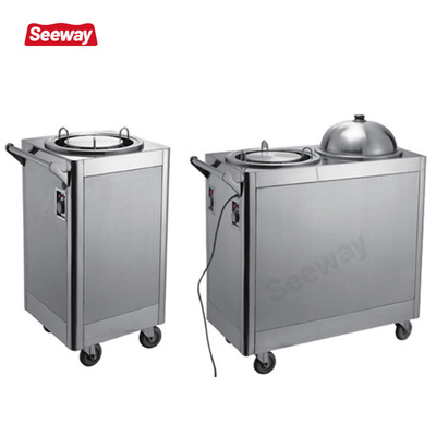 不锈钢单双头暖碟车杨国福麻辣烫选菜盆暖碟机消毒烘干盘碟保温车Warm Dish Cart