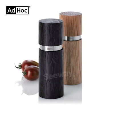 德国Adhoc木纹盐胡椒粉研磨器套装现磨海盐调料瓶厨房手动研磨瓶 Salt And Pepper Mill Ash Wood Dark&light/stainless Steel
