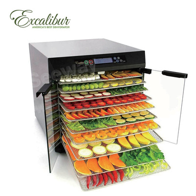 美国Excalibur 十个托盘不锈钢脱水机EXC10EL蔬菜风干机,透明门 Dehydrator-Digital