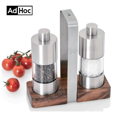 Adhoc双胡椒研磨器套装手动胡椒磨粉瓶海盐花椒调味料现磨ME01 &nbsp;&nbsp;Set Of Pepper And Salt Mills
