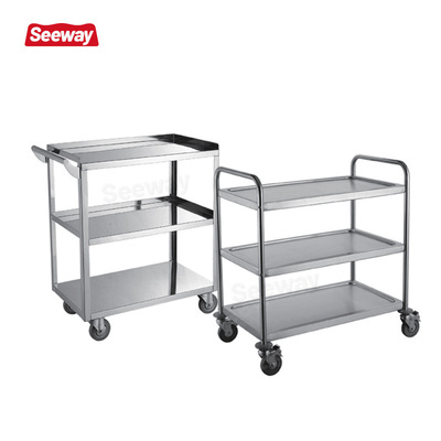 不锈钢三层角钢餐车圆管餐车酒店手推车餐厅送餐车三层移动Stainless steel three-layer angle steel dining car